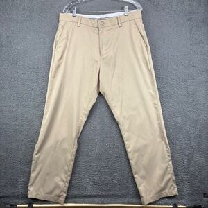 Amazon Essentials Mens Khaki Chino Pants 34W x 30L Tan Flat Front Trousers